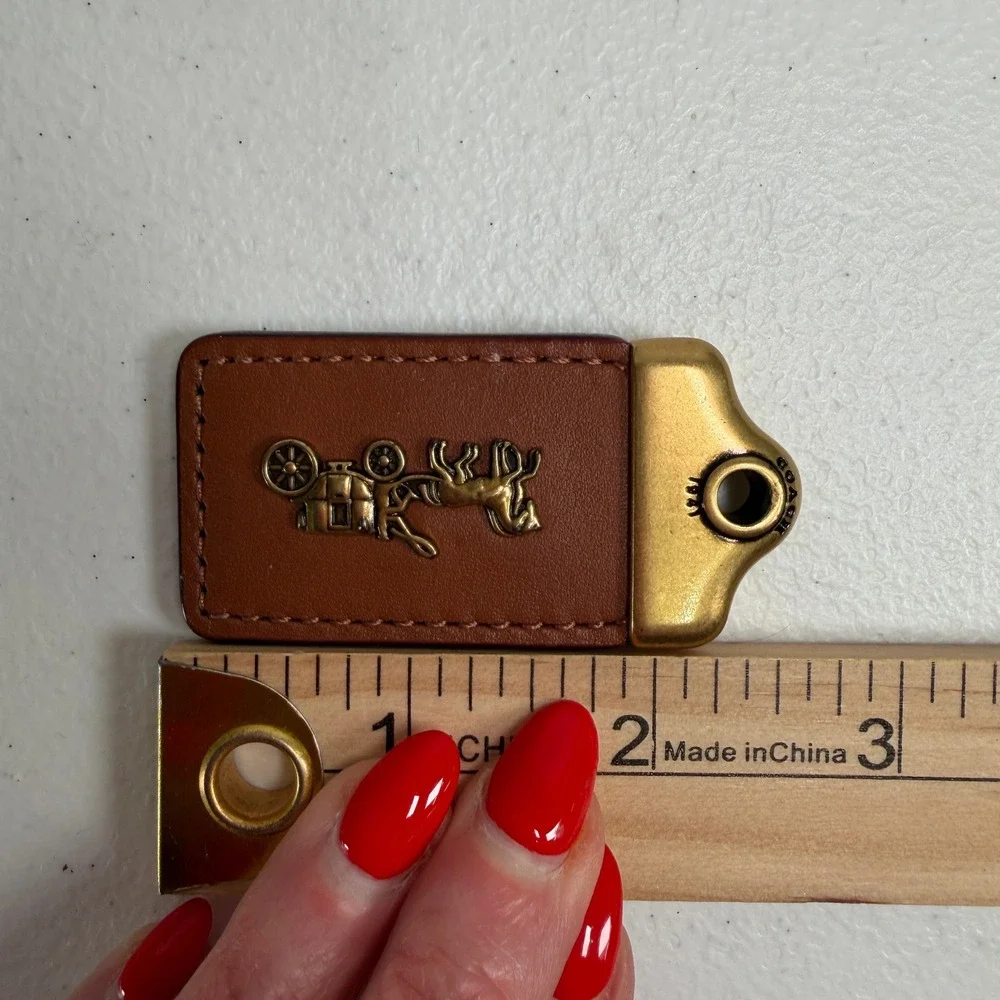 Coach 2.5 inch Bag Charm Fob Hangtag 1941 Horse and Carriage Brass Leather Brown